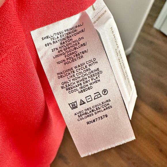 NWOT Ann Taylor Bright Coral Short Sleeve Twill Midi Dress women’s size 18 - Picture 8 of 11